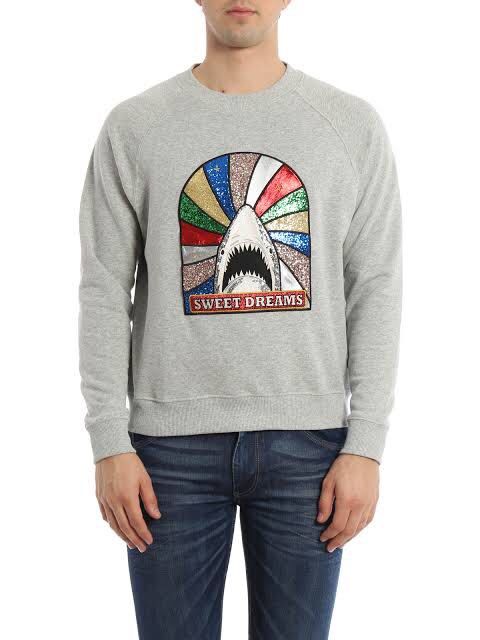 Saint Laurent Paris Sweet Dreams Shark Patch Sweater Men s