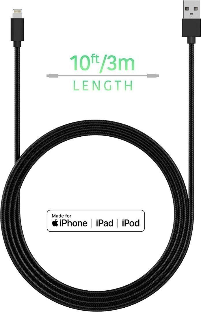  TALK WORKS Fast-Charge Lightning Cable-MFi-Certified for Apple  iPhone 14, 14 Pro, 14 Plus, 13 , 13 Pro , 12, 11 Pro/Max/Mini/Plus, XR,  XS/Max, AirPods - 10ft Long, Heavy-Duty Cord, White 
