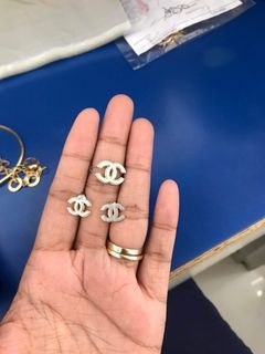 Set 18k white gold earrings and ring