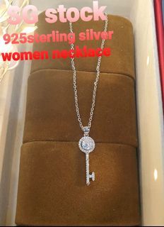 SG ready stock Highly quality 925sterling silver women chain necklace keys pendant made with premium grade diamonds 2 carat from Australia with gift boxs and polishing cloth provided
