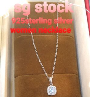SG ready stock Highly quality 925sterling silver women chain necklace pendant made with premium grade diamonds 2 carat from Australia with gift boxs and polishing cloth provided