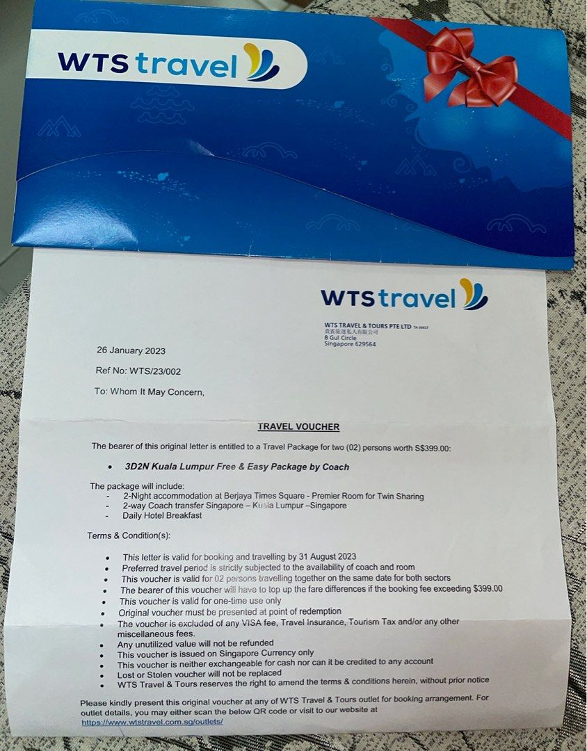 Travel Voucher (3D2N Kuala Lumpur Free & Easy Package) URGENT