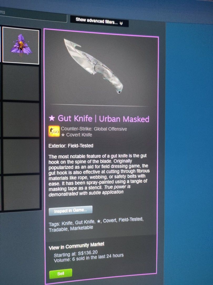 Urban Masked Gut Knife (CS:GO KNIFE), Video Video Games, Others on