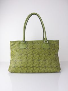 USED CELINE SC-ST-1028 COATED CANVAS SULKY TOTE (GREEN)