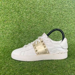 Valentino Garavani Rockstud Untitled Leather Sneaker, Biano WMNS Second