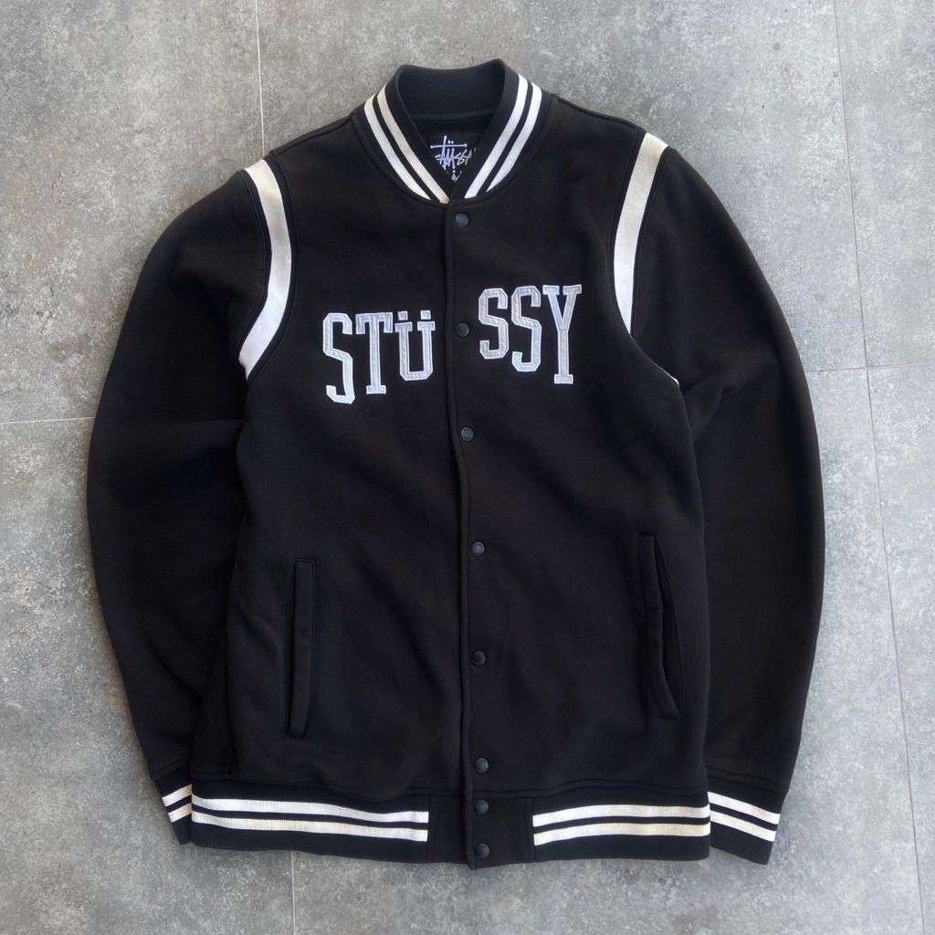 Vintage Stussy varsity jacket spellout on Carousell