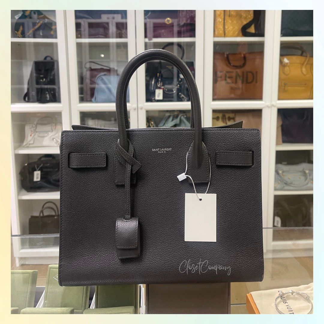 YSL Classic Sac de Jour Baby in Grained Leather Dark gray