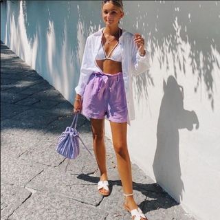 Zara Paperbag shorts Purple/Lilac