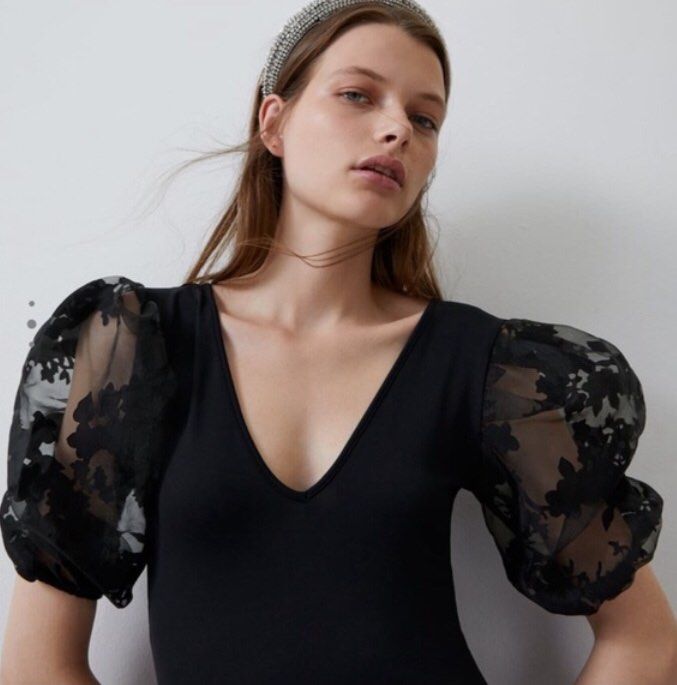 Zara black puff sleeve bodysuit Clearance