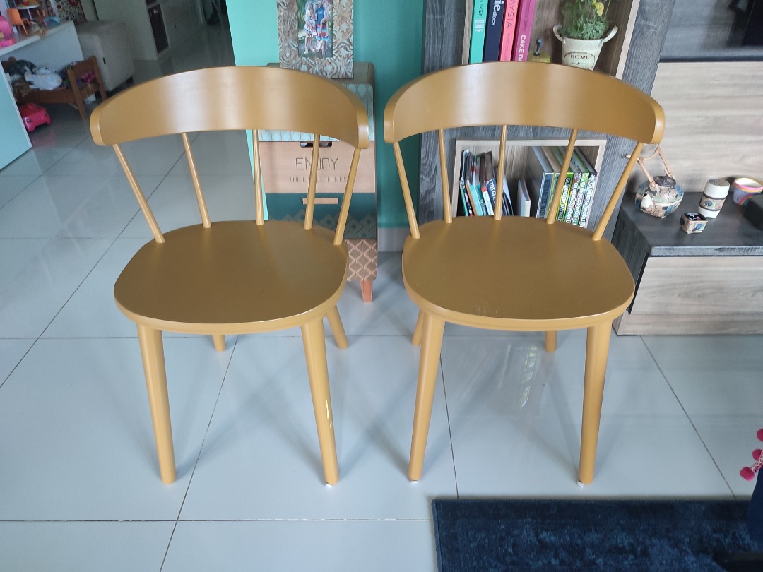 1 Pair of Mustard Omtanksam Ikea Chairs, Furniture & Home Living, Furniture, Chairs on Carousell