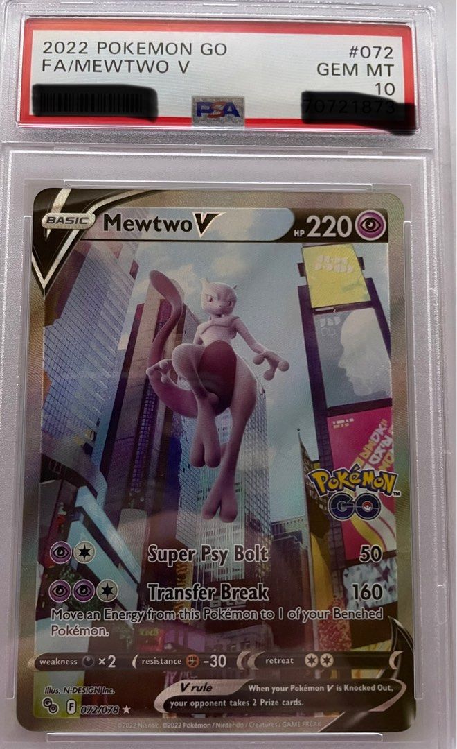 2022 Pokemon Go Mewtwo V Alternative Art 072/078 PSA 10 Gem Mint