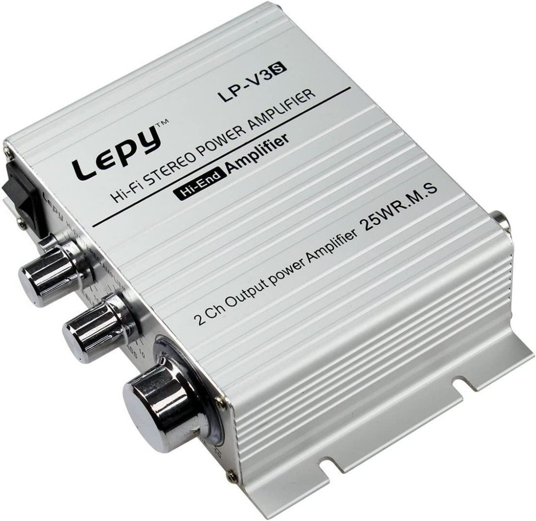 Amplificateur Audio Lepy LP-V3S - 25Wx2, Entrée AUX/RCA, Pour PC/MP3, Noir