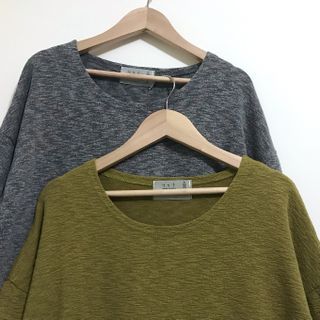 3色正韓Made In Korea韓國緹花竹節棉長版針織衫/連衣裙/連身裙/長袖洋裝 韓制韓製韓國製韓組韓貨 東大門連線代購 大饅大力