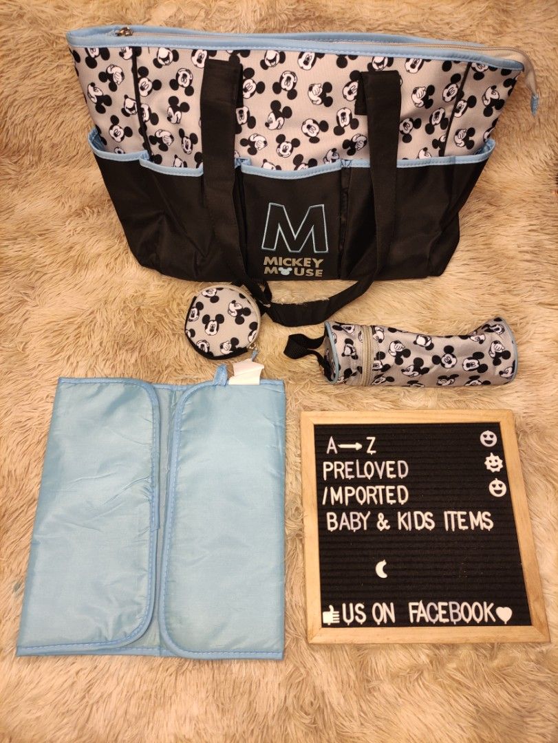 4 in 1 Original Mickey Mouse babybag (Category: Diaper Bags & Wetbags) located in San Fernando. Submitted by gemmagopez_a2z (Listing ID 1221218947, Image 1). Description: Once used Original Disney Mickey Mouse baby boy bag.