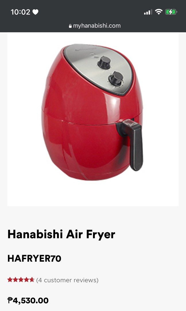 7Liter Hanabishi Air Fryer, TV & Home Appliances, Kitchen Appliances