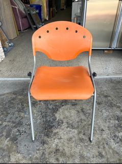 香榭二手家具*電鍍腳 橘色塑鋼 洽談椅-塑鋼椅-餐椅-電腦椅-辦公椅-會客椅-簽約椅-大學椅-職員椅-開會椅-會議椅