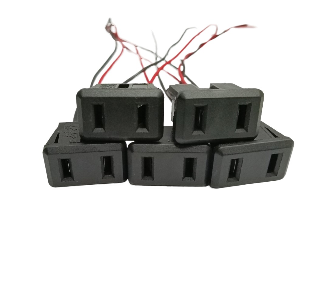 AC POWER BASE PLUG with WIRE, 2-PIN SP-864 PANEL MOUNT US OUTLET POWER ...