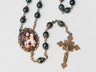 Antique style rosary with st. Joseph and baby Jesus medal