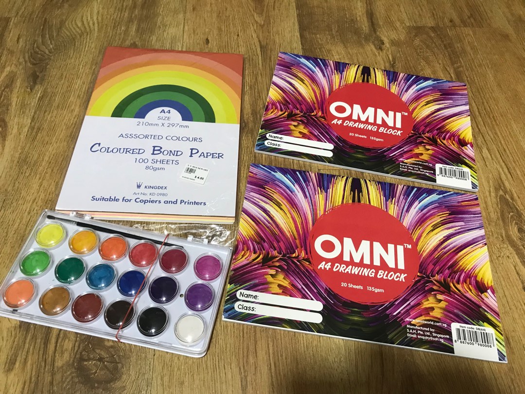 Art Supplies bundle sale Water colors palette / coloured paper/ omni