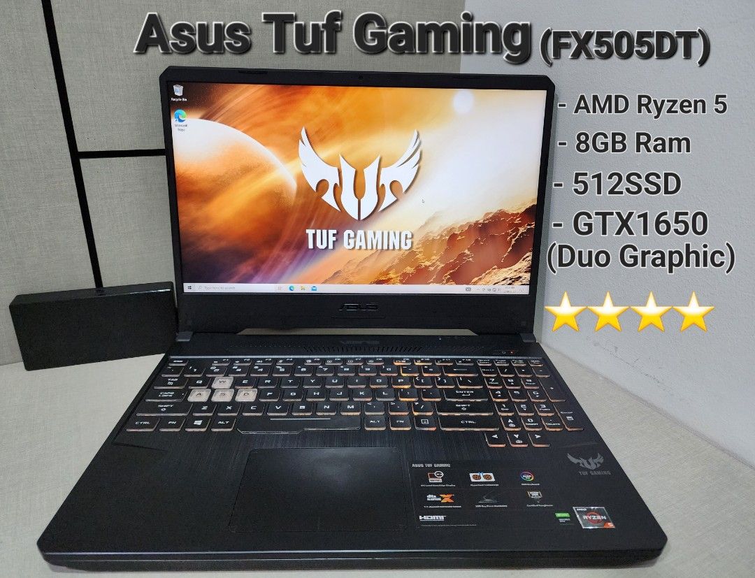 Asus Tuf Gaming Laptop AMD Ryzen 5 8 512SSD GTX1650 Offer