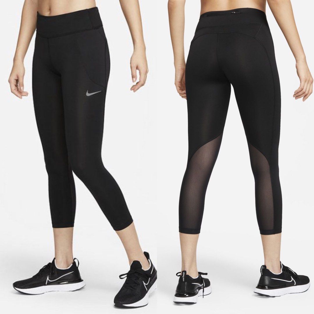 Authentic) Nike Dri-FIT Women's Fast Mid-Rise Crop Running Leggings Tight  Fit Black XL, Women's Fashion, Activewear on Carousell