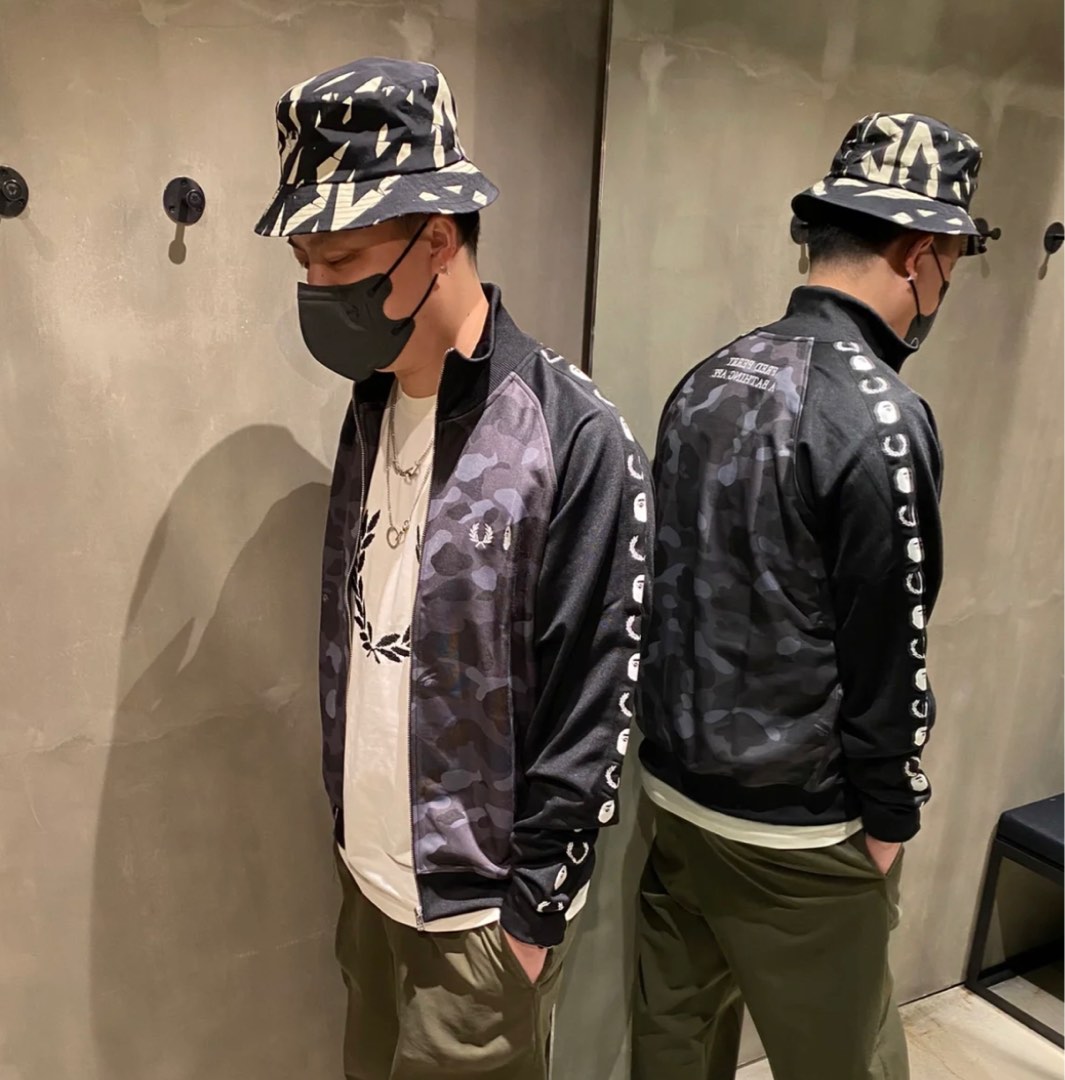 BAPE x Fred Perry Color Camo Track Jacket, Men's Fashion, Coats