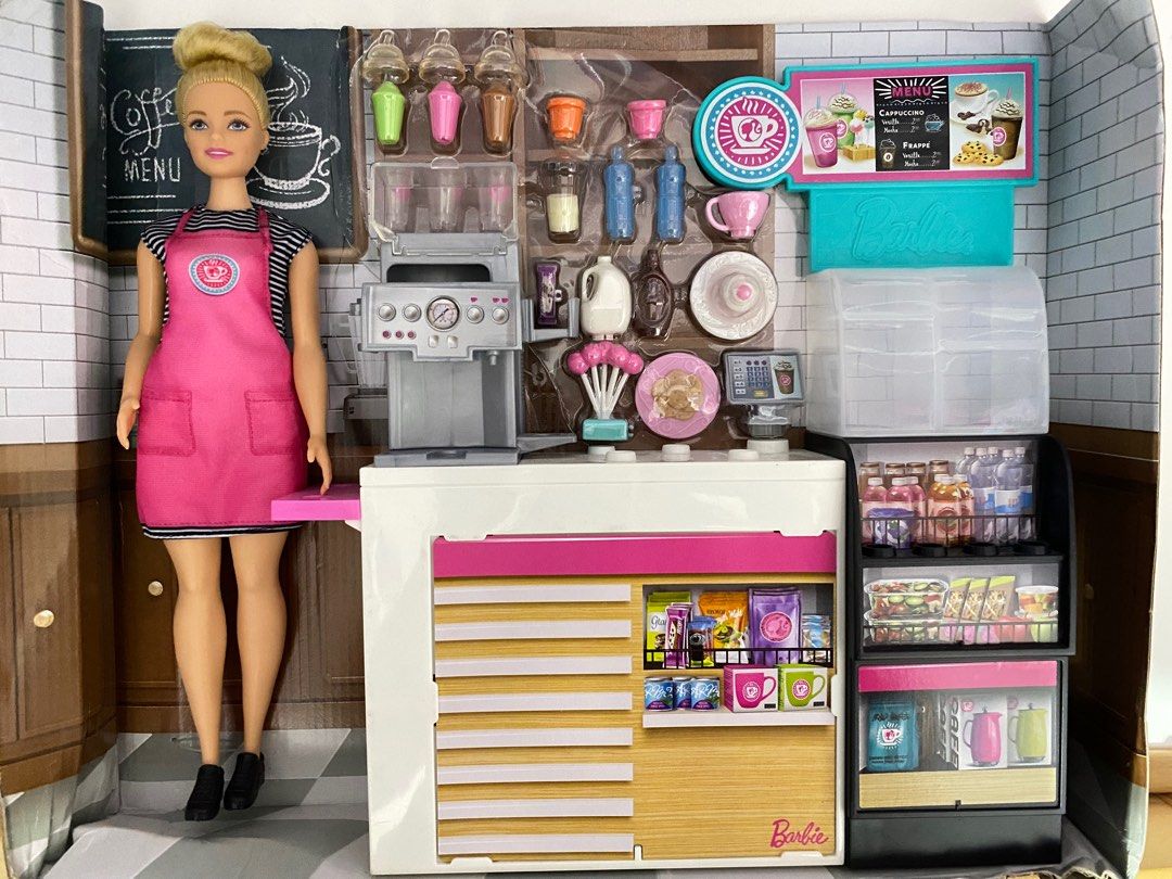Barbie Coffee Shop Playset With Doll And Play Pieces GMW03, 57 OFF