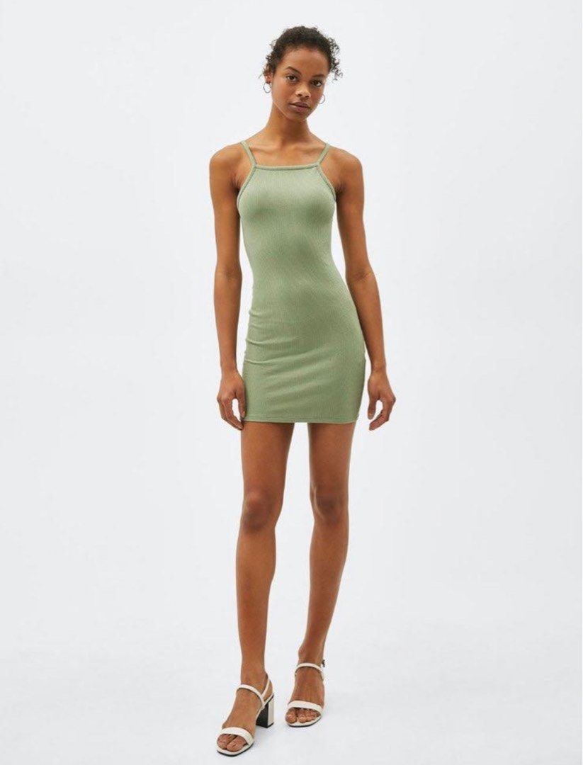 bershka green mini dress