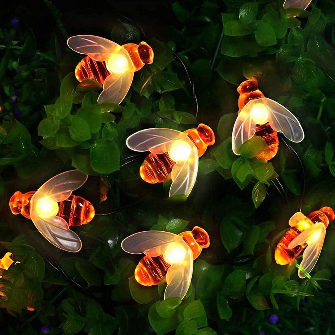 BEST DEAL) Augone [50 LED] Solar Garden Lights, Honey Bee Fairy String  Lights，7M/24Ft Mode Waterproof Outdoor/Indoor Garden Lighting for Flower  Fence, Lawn, Patio, Festoon, Summer Party, Christmas，Holiday(Warm white) Energy Class A++],