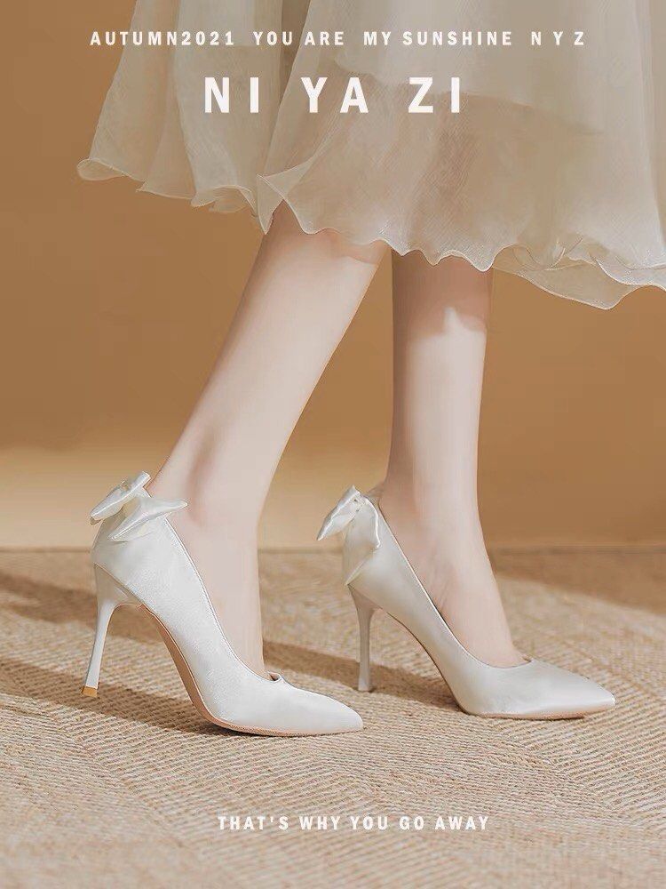 White ribbon heels top