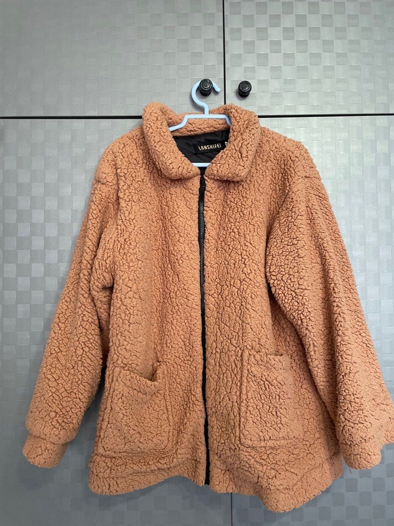 Brown Teddy Jacket Women s Fashion Coats Jackets and Outerwear