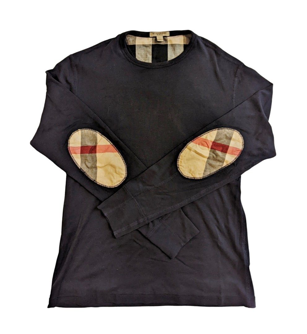 Burberry Elbow Patch Long Sleeve T-Shirt, 男裝, 上身及套裝, T-shirt、恤衫、有領衫-  Carousell