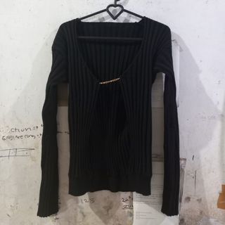 Cardigan hitam rantai jennie cardi knit knitwear