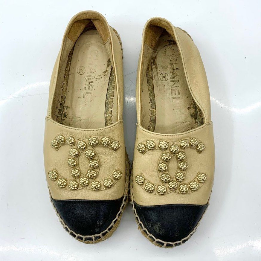 DISCOUNTED CHANEL ESPADRILLES BEIGE WOMENS SLIP ON SHOES