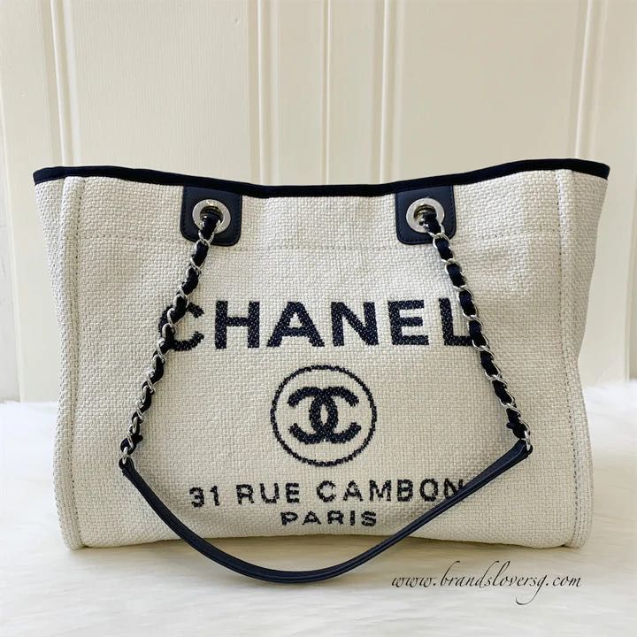 Chanel 22C Beige Deauville Large Shopping 2 Way Tote Bag