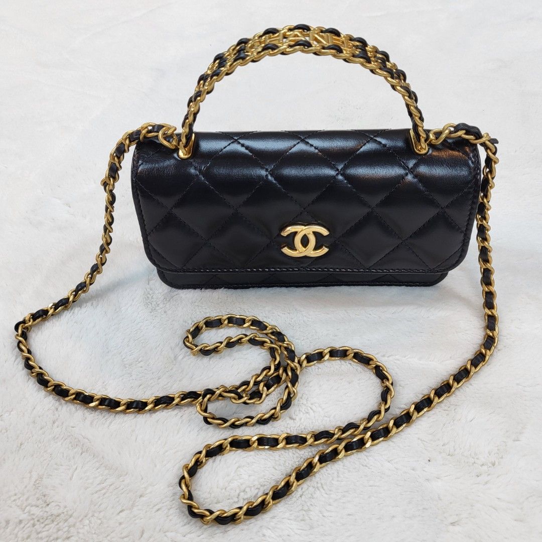 Chanel Top Handle Phone Bag, Luxury, Bags & Wallets on Carousell