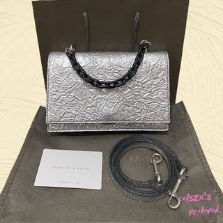 Charles & Keith Chain Handle Pushlock Bag Silver
