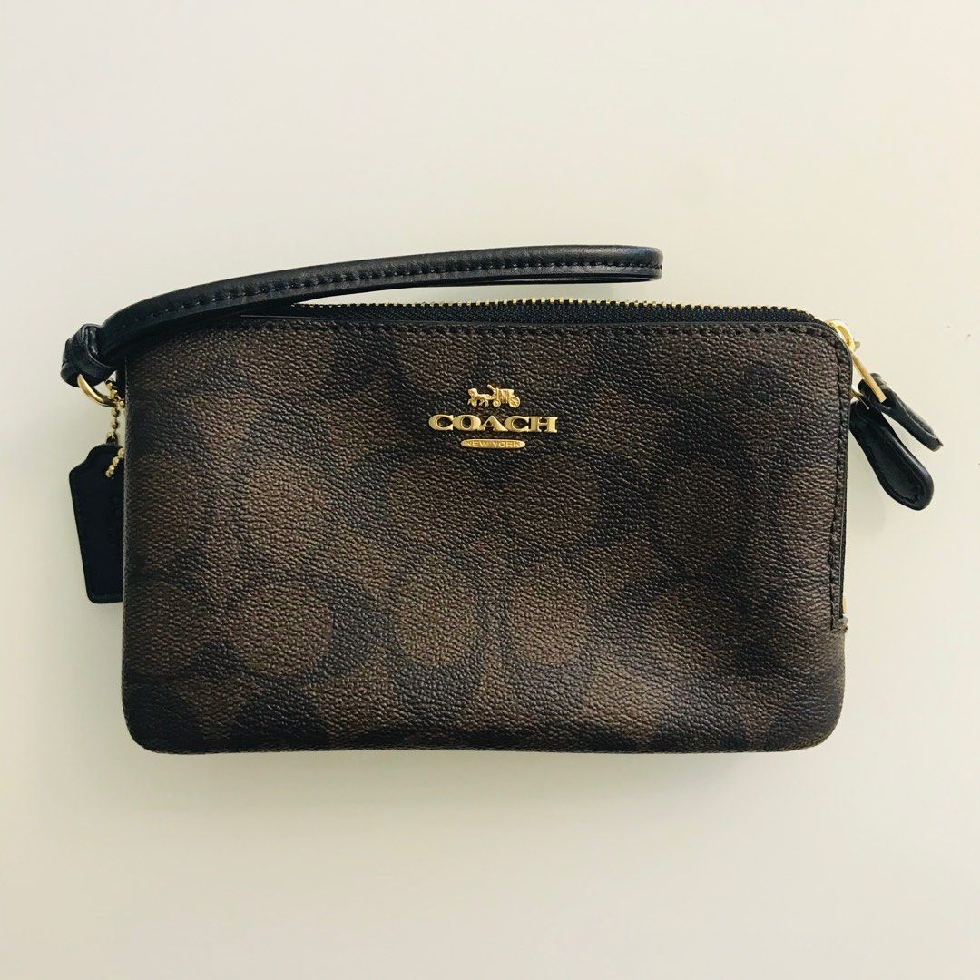 Coach F87591 Signature Double Corner Zip Wristlet Brown Women s Fashion Bags Wallets on Carousell