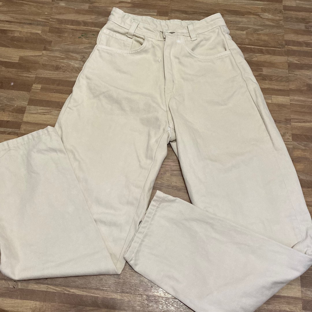 Cream Mom Jeans on Carousell
