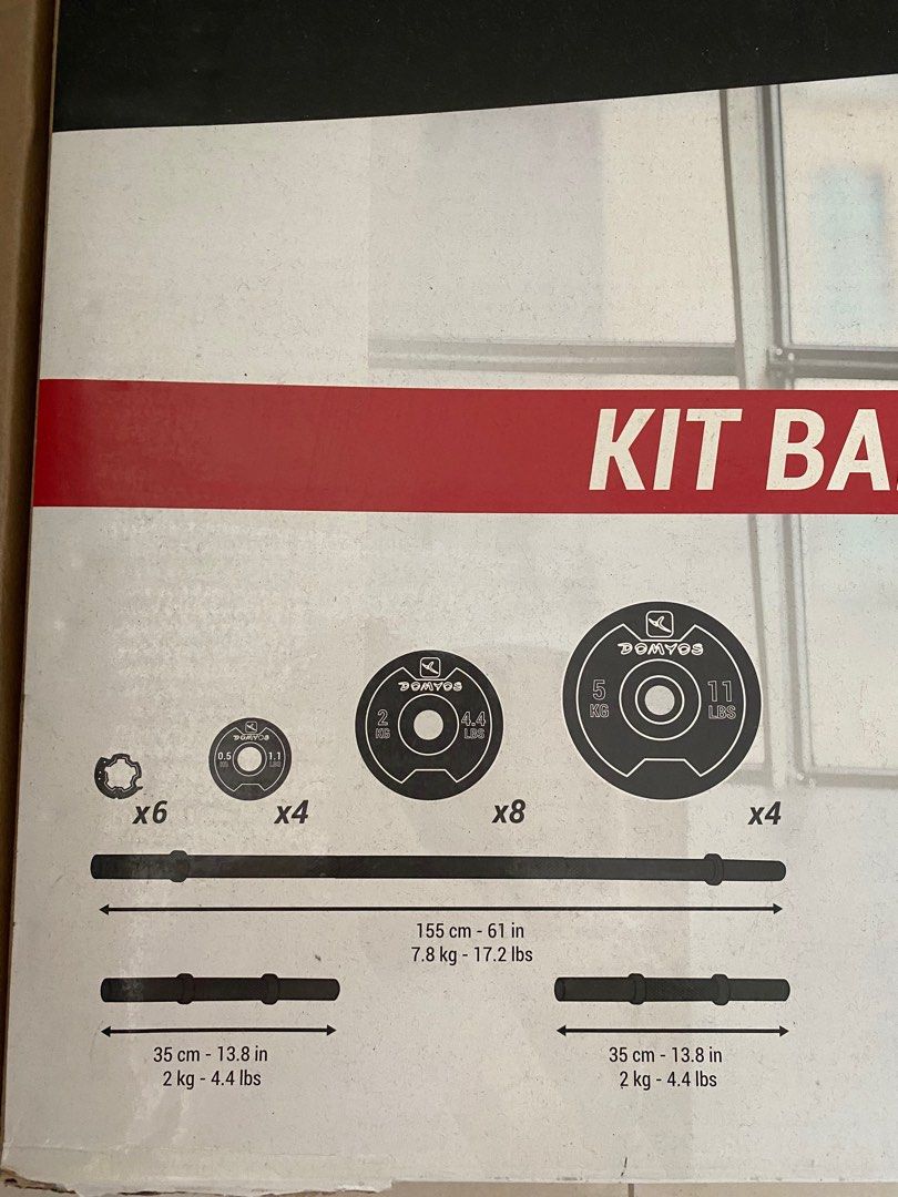 Decathlon 50kg Kit Bar, Sports Equipment, Exercise & Fitness, Weights & Dumbbells on Carousell