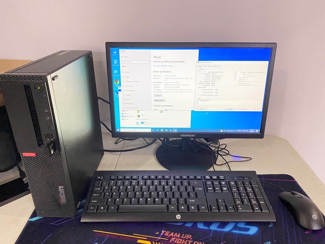 Desktop Set i3 8th gen (Category: Desktops) located in Quezon City. Submitted by ayagilcerezo (Listing ID 1221087860, Image 2). Description: Desktop Set - Php10,500 ♨️♨️♨️ Lenovo Thinkcentre SFF i3 8th gen 3.60Ghz Specs: intel i3-8100 3.60ghz 8gb ram 240gb Ssd Nvidia GeForce GT 730 Viewpoint 20inch Monitor Hp Keyboard & Mouse Good for Work from home set-up Good for Online Class Low-mid Gaming.