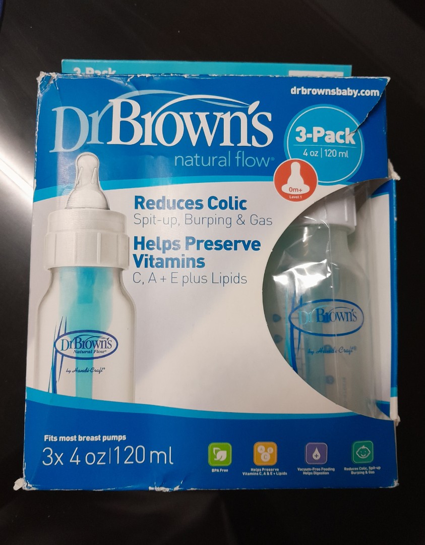 Dr Brown's Natural Flow Feeding Bottles 4oz, Babies & Kids, Nursing