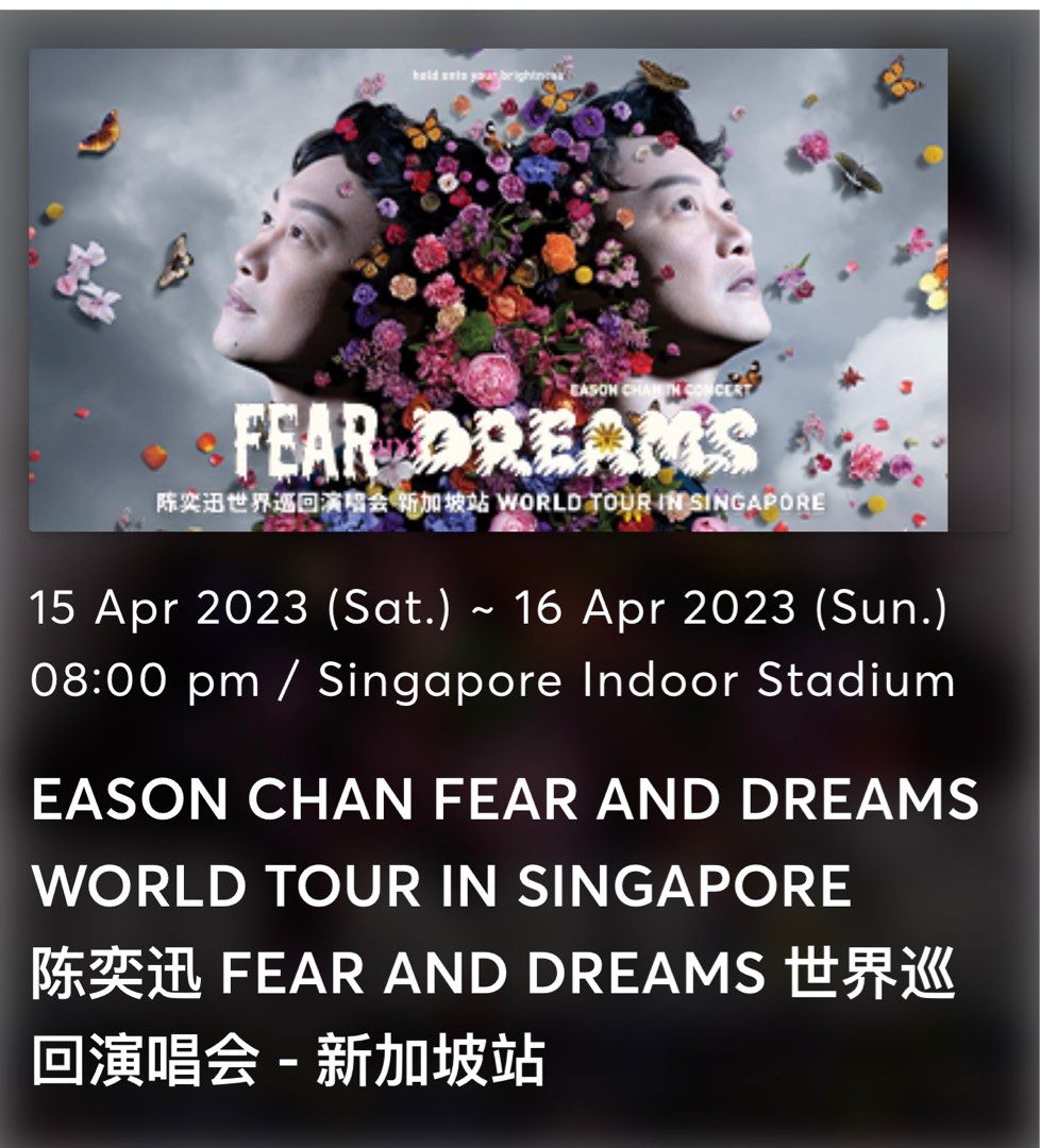 Eason chan 16/04/2023 world tour in singapore ticket, Tickets
