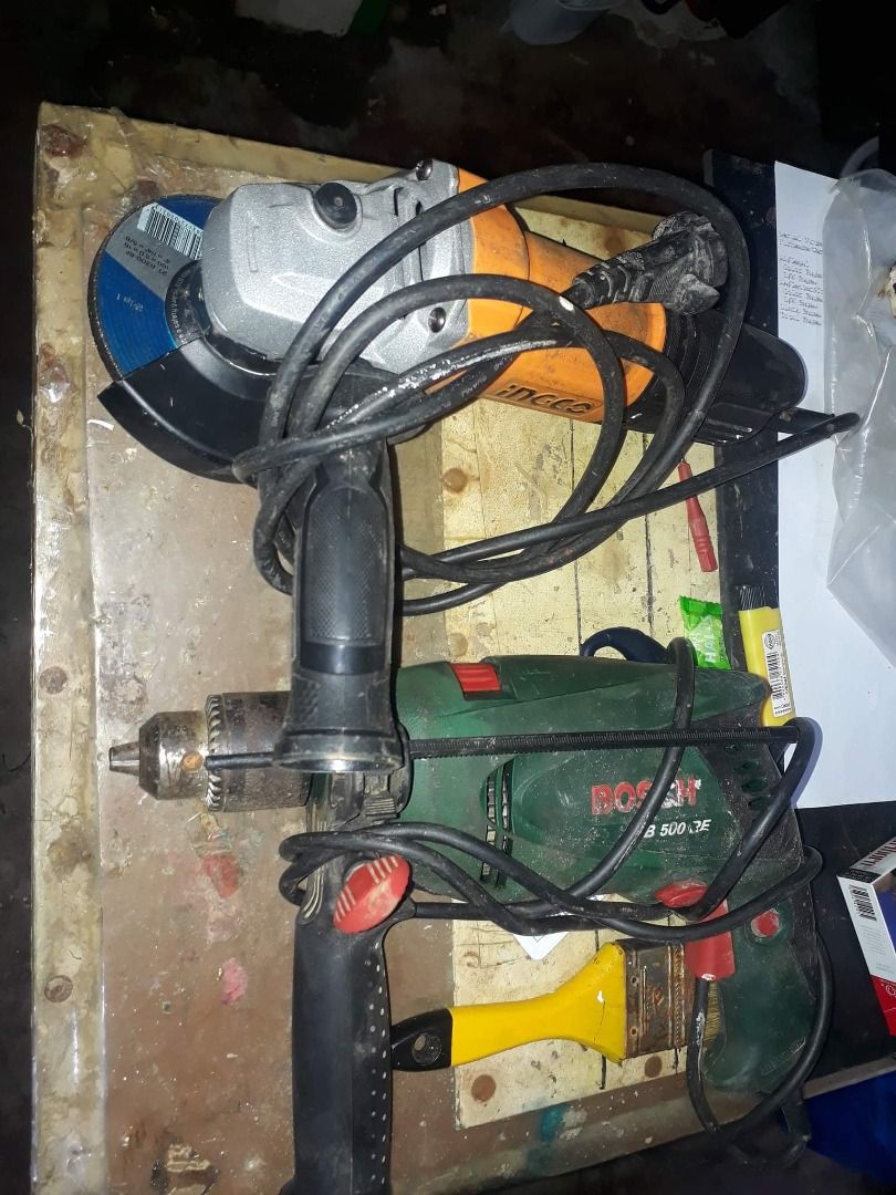 Electric grinder with electric drill kasama mga bala ng grinder ...