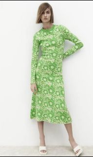 Floral jacquard long dress zara original