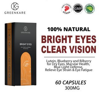 (Free Delivery) GreenKare Bright Eyes Clear Vision - Eye Supplement Lutein 60 Veg Capsules
