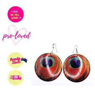 [FREE SHIPPING] PRE-LOVED Peacock  Feathers Eyes Earrings