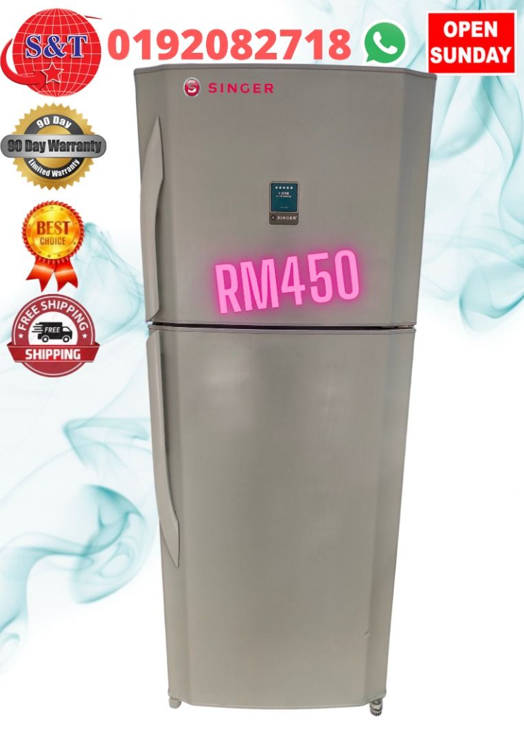 FRIDGE DOUBLE DOOR SINGER GREY, TV & Home Appliances, Kitchen