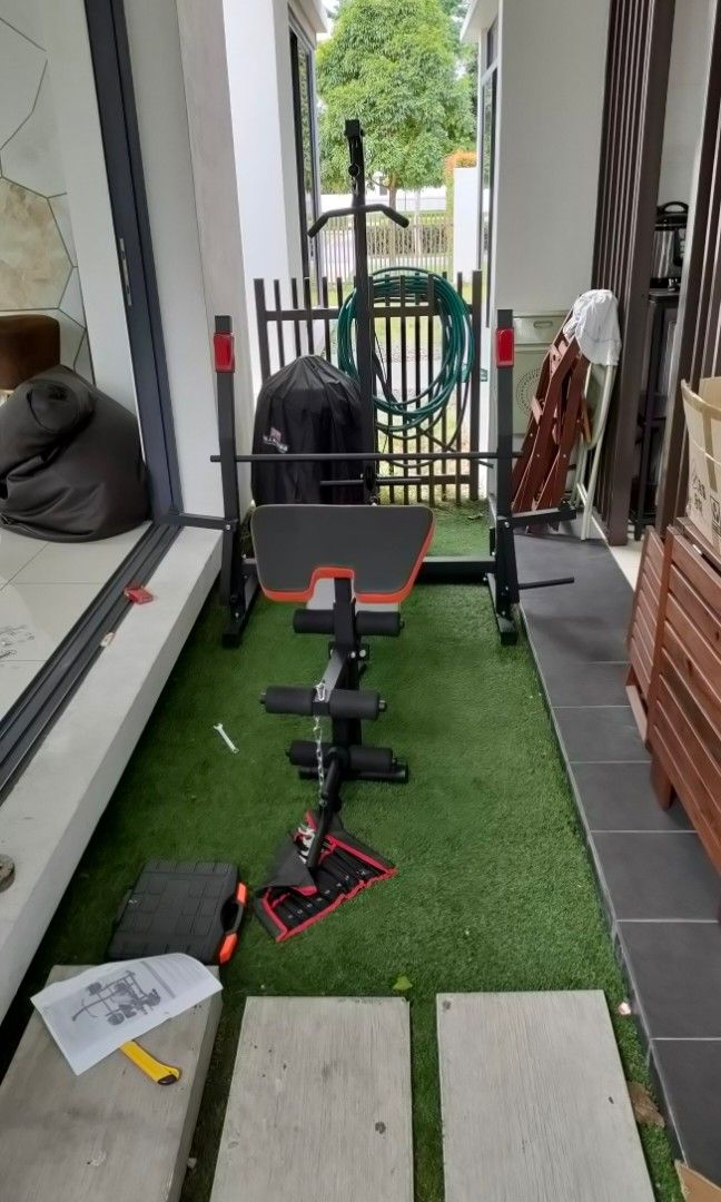 Full gym set with 1.8m barbell and 120kg set, Sports Equipment