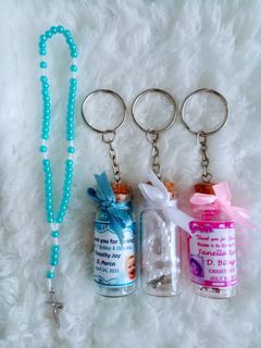 Full mini rosary in bottle keychain with print Souvenirs and Giveaways